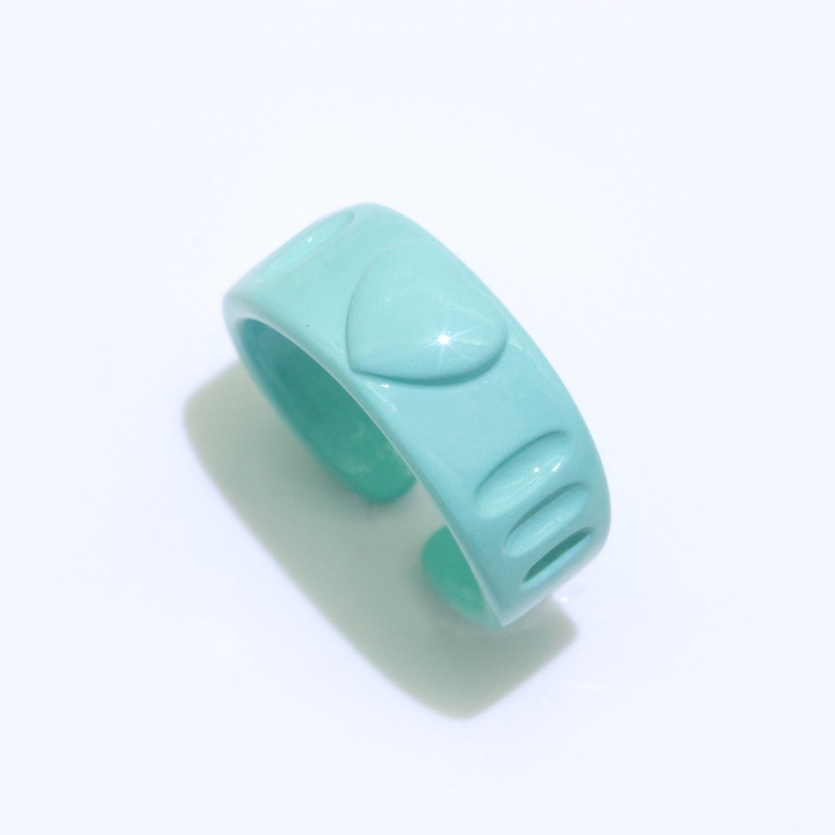 Colorful Resin Enamel Acrylic Ring Chunky Retro Rings Y2k Ring Heart Love Jewelry - DLUXCA