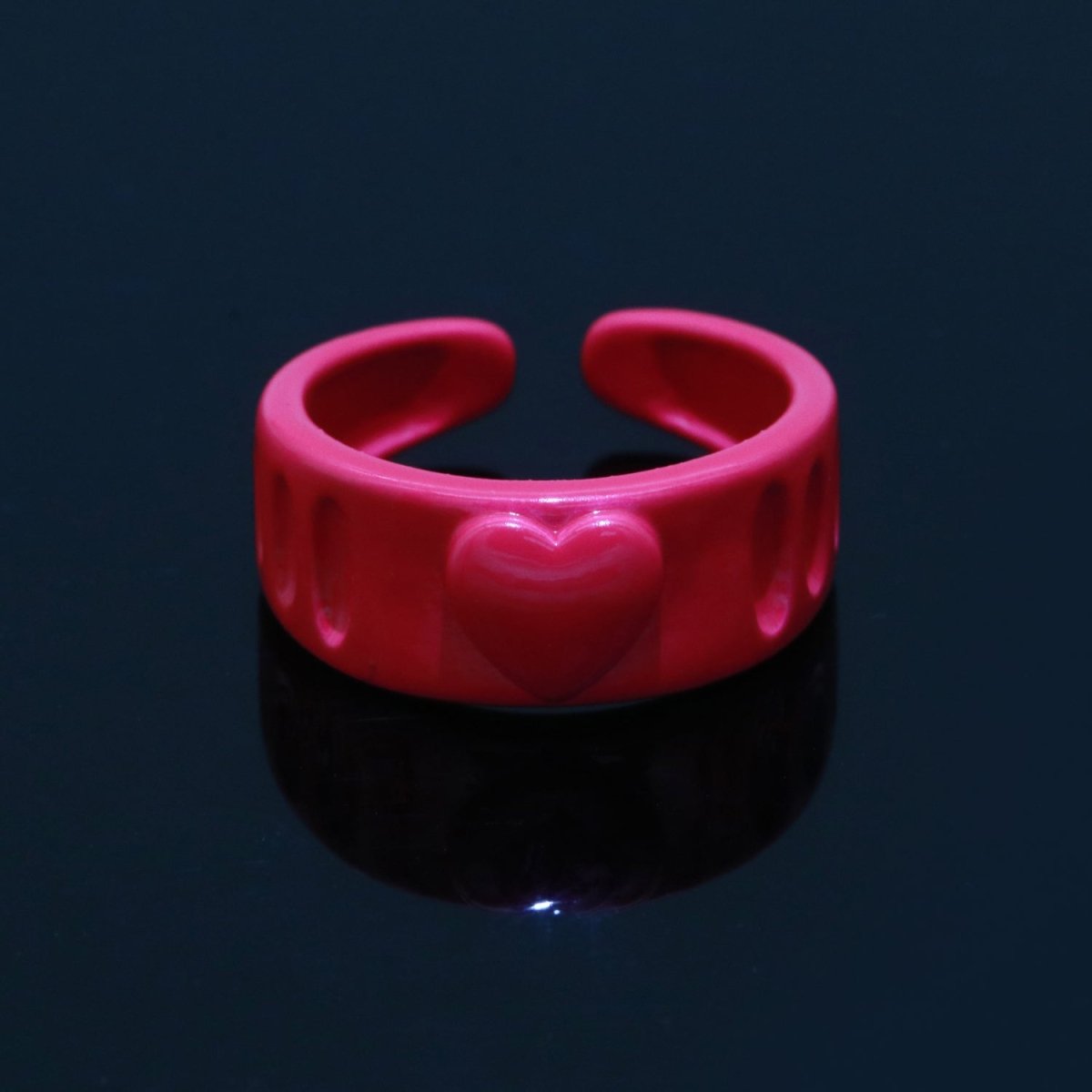 Colorful Resin Enamel Acrylic Ring Chunky Retro Rings Y2k Ring Heart Love Jewelry - DLUXCA
