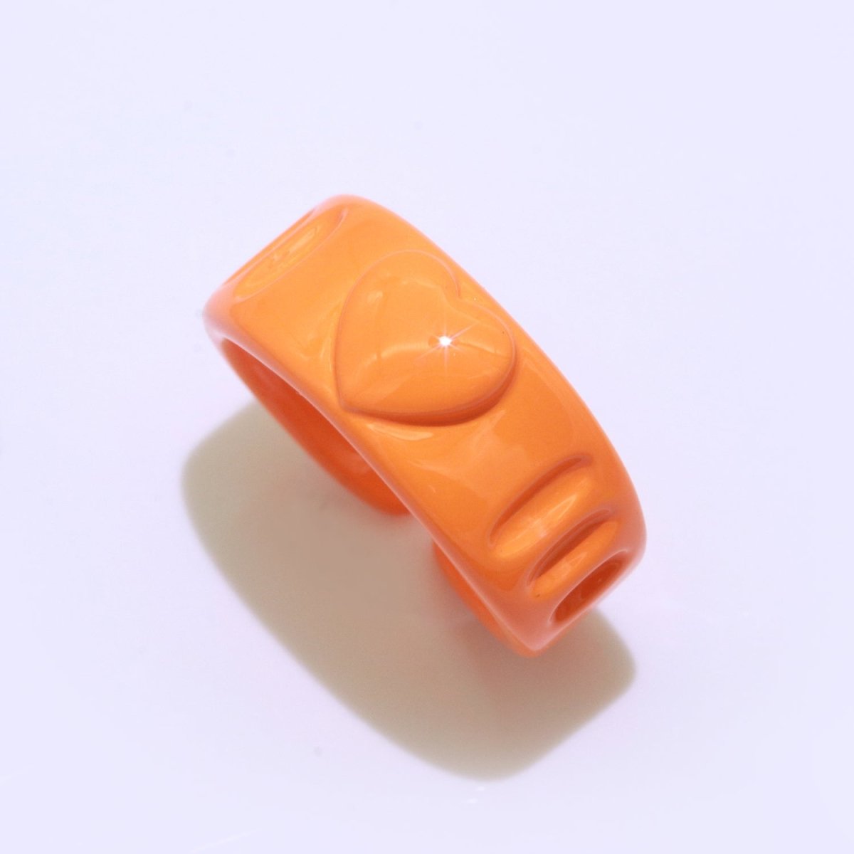 Colorful Resin Enamel Acrylic Ring Chunky Retro Rings Y2k Ring Heart Love Jewelry - DLUXCA