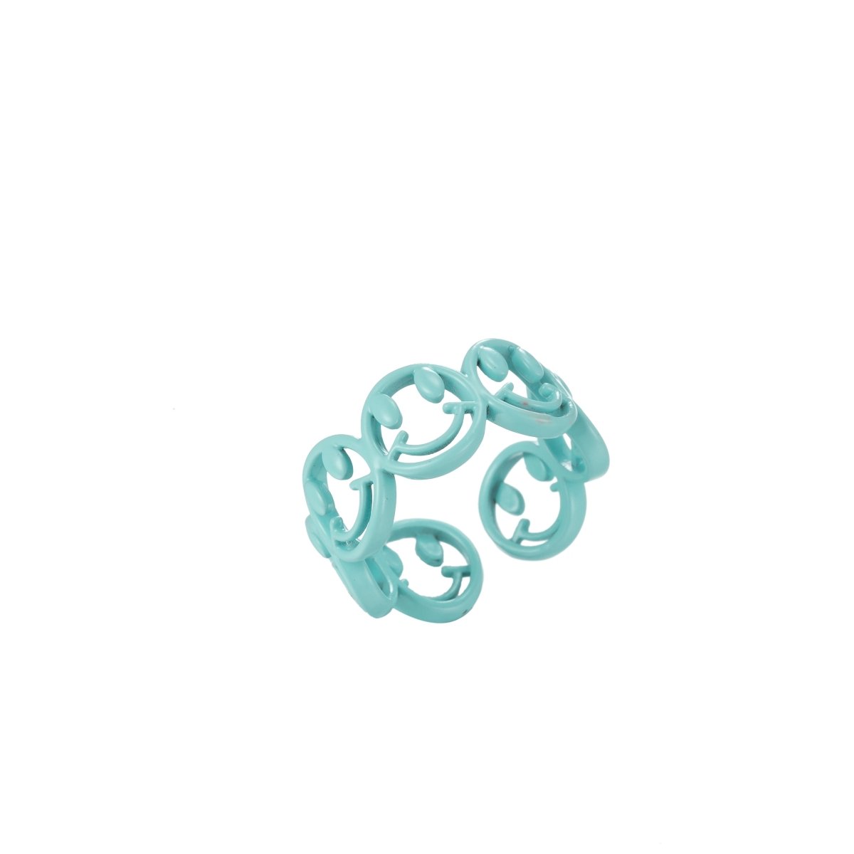 Colorful Smiley Face Enamel Stackable Ring Happy Face Ring Y2K Ring Trendy Ring Yellow Green Blue Purple Pink Teal Neon Ring Jewelry Size 6.5 - DLUXCA