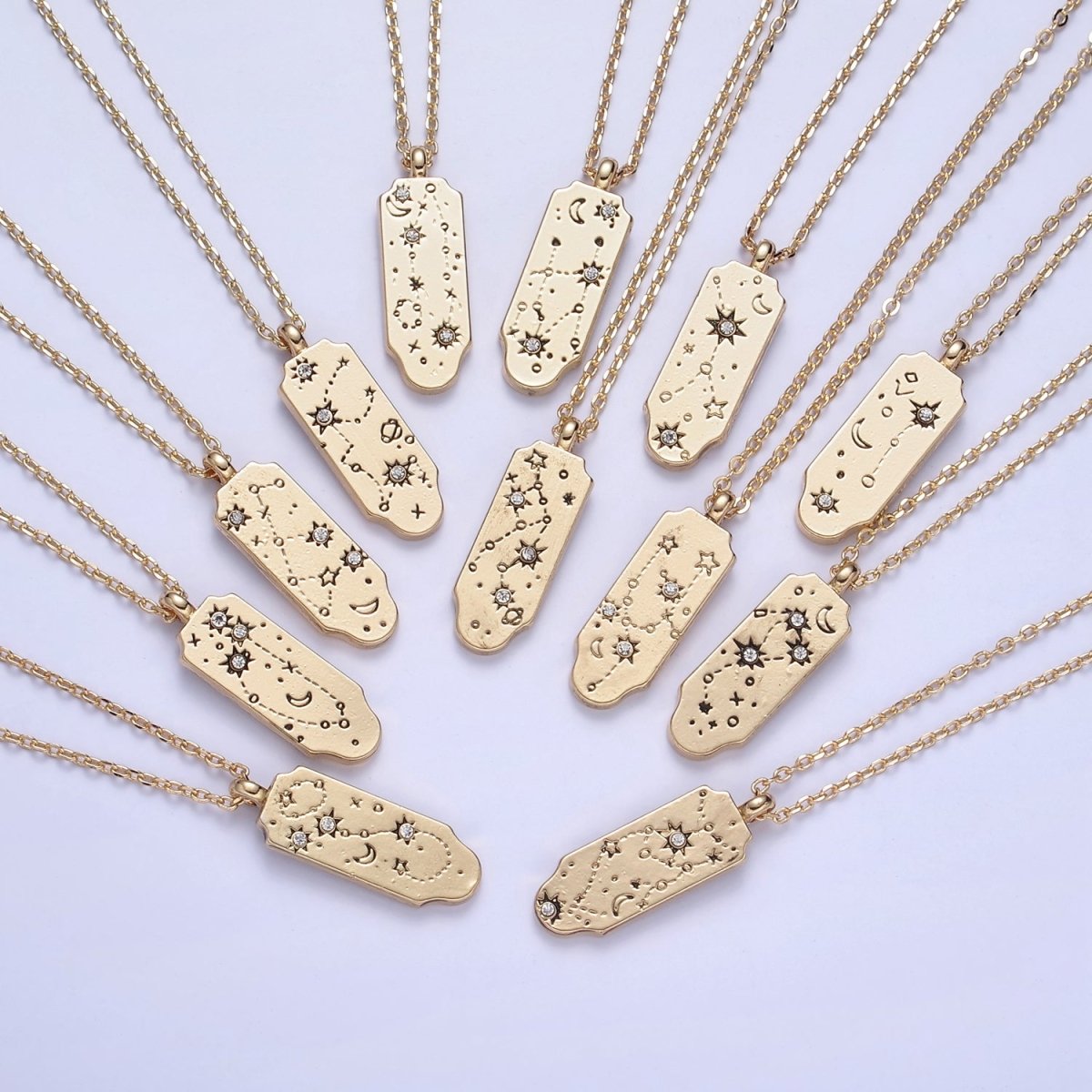 Constellation Zodiac Charms Necklace Astrology Zodiac Necklace Charms, 12 Zodiac Charms Ready to Wear Necklace for Personalized Jewelry Wholesale | WA-491 to WA-502 Clearance Pricing - DLUXCA