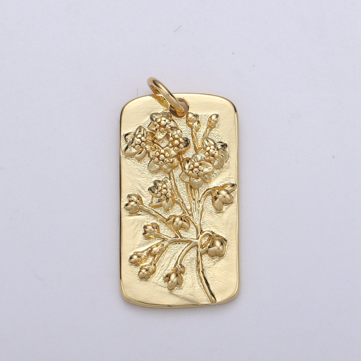 Cotton Blossom Flower Charms, Gold Tag Pendant, Dainty Cotton Charm, Small Wild Flower Charm for Necklace Floral Flower Tag Jewelry D-769 - DLUXCA