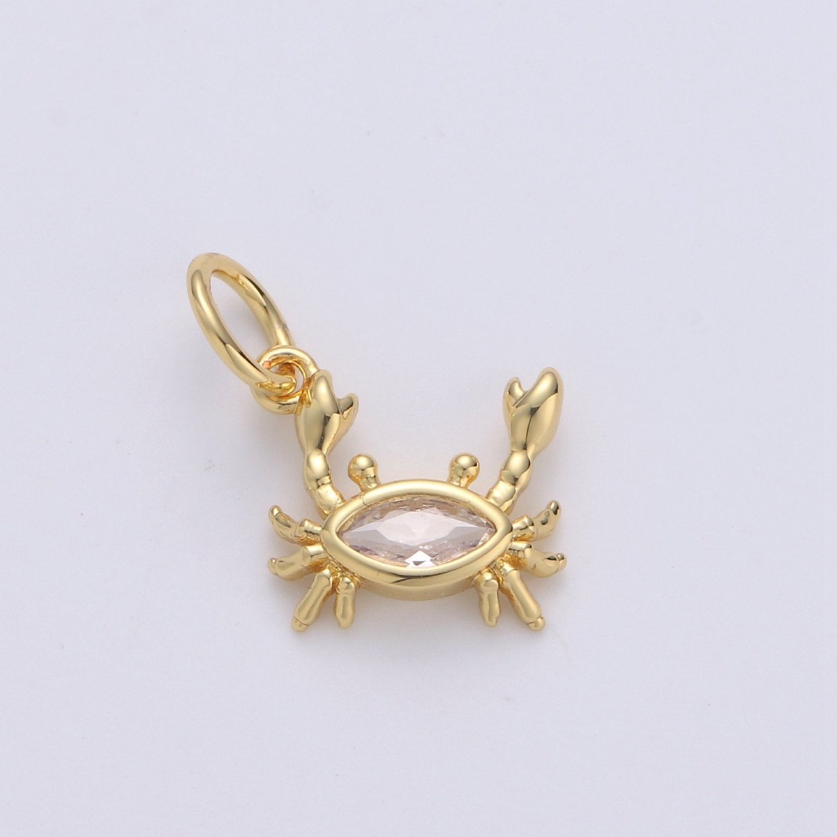Crab 24K Gold Filled Tiny Charms, Gold Filled Crabby Charm, Gold Beach Charm, Silver Crab charm CZ Under the sea Jewelry Inspired | D-553 D-554 - DLUXCA