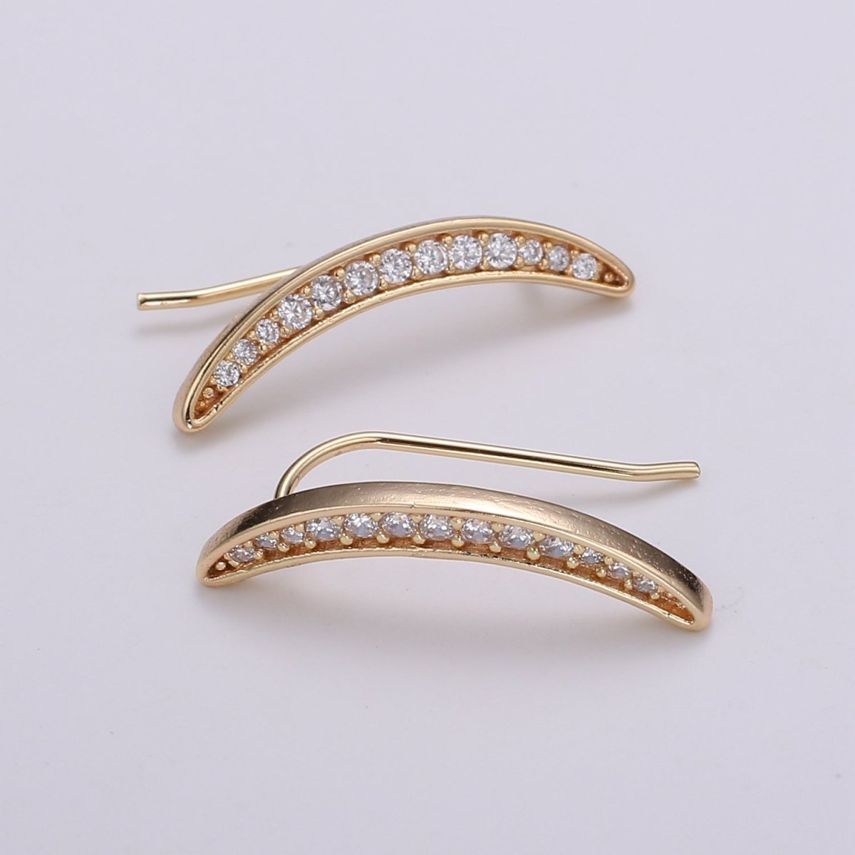 Crescent Moon Ear Climbers- Moon Earrings, Silver Ear Crawlers, Ear Climbers, Half Moon Earrings, Moon Ear Cuff, Moon Ear Crawler Earrings P-005 - DLUXCA