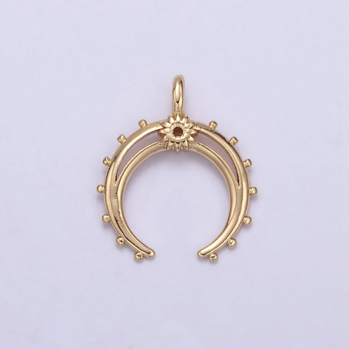 Crescent Moon Horn Charm 18k Gold Filled Upside Down Tusk Moon Pendant Bohemian Boho C Shape Curve H-551 - DLUXCA