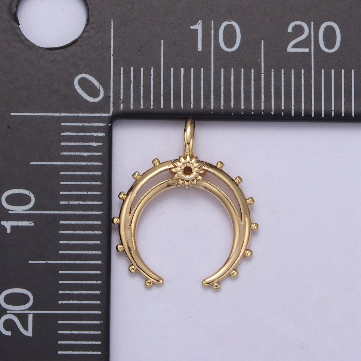 Crescent Moon Horn Charm 18k Gold Filled Upside Down Tusk Moon Pendant Bohemian Boho C Shape Curve H-551 - DLUXCA