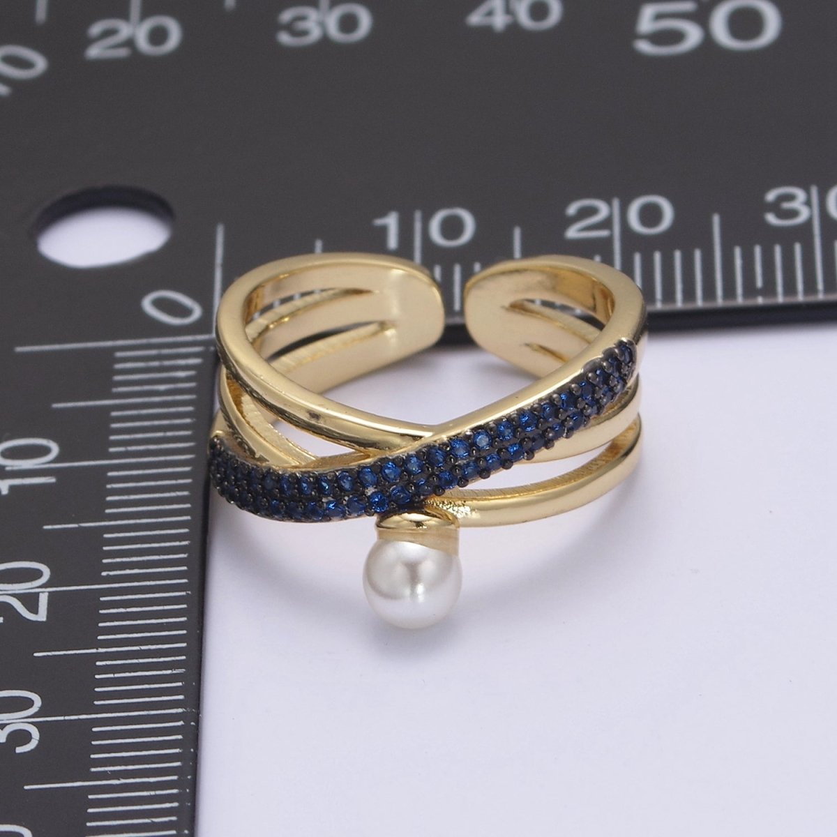 Criss Cross Ring - Double Band Ring - Gold Ring women - 14K Gold Fill Cubic Zirconia Cross Ring U-521 ~ U-524 - DLUXCA