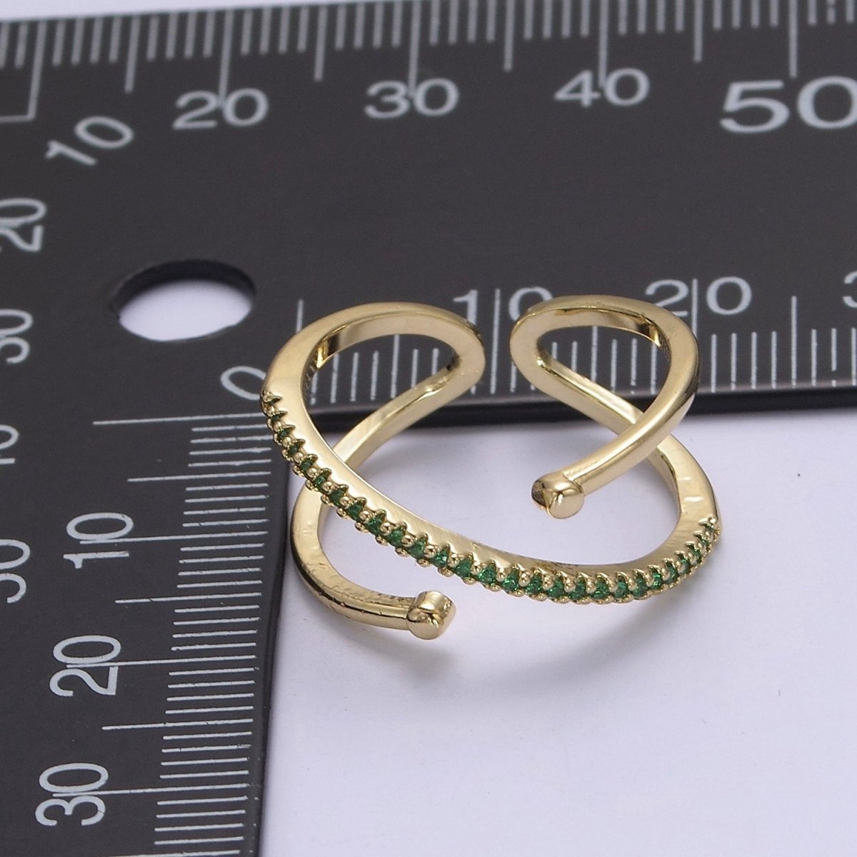 Criss Cross Ring - Double Band Ring - Gold Ring women Adjustable CZ Ring S-467 ~ S-470 - DLUXCA