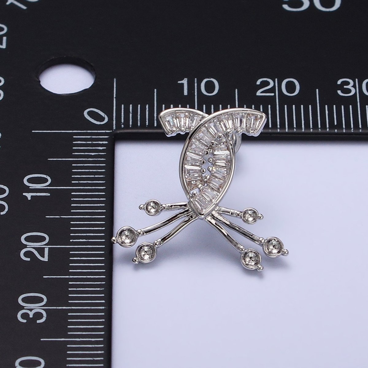 Criss Cross Stud Earring Gold Silver Baguette Earring CZ Stone AB483 AB491 - DLUXCA