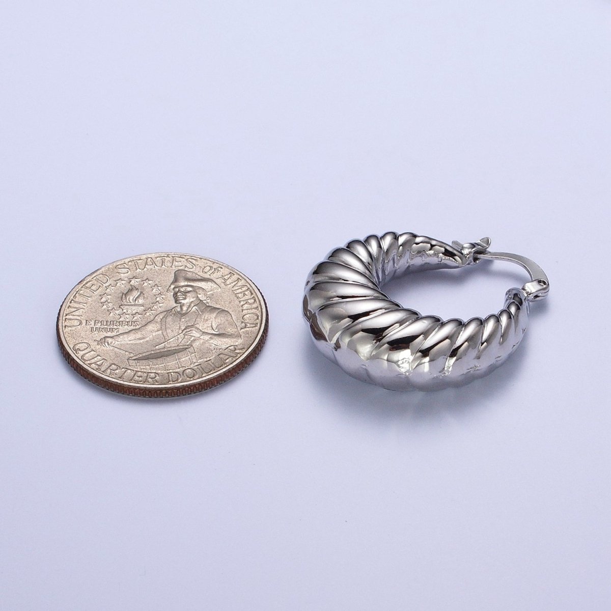 Croissant Twisted Braided Hoop Latch Earrings in Gold & Silver | Y-080 Y-081 - DLUXCA