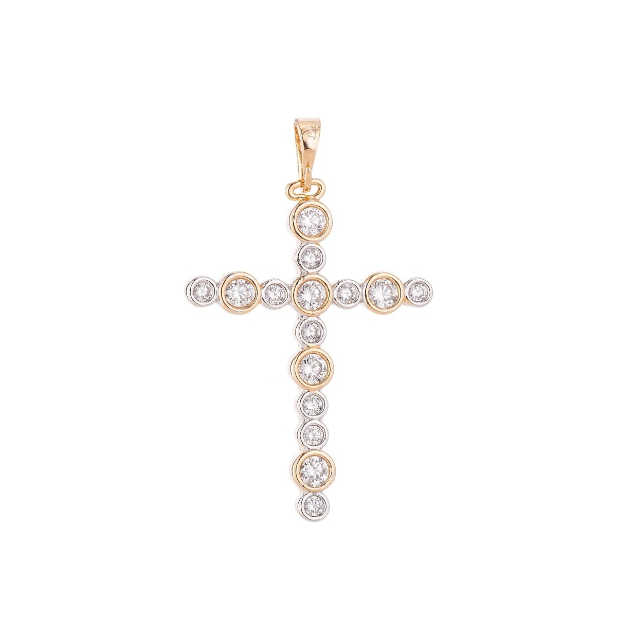 Cross Gold Plated Pendant Necklace - Simple Cross Gold Pendant Cubic Zircon Crystal - Rose Gold Plated Pendant - Religious Pendant Charm H-451 - DLUXCA