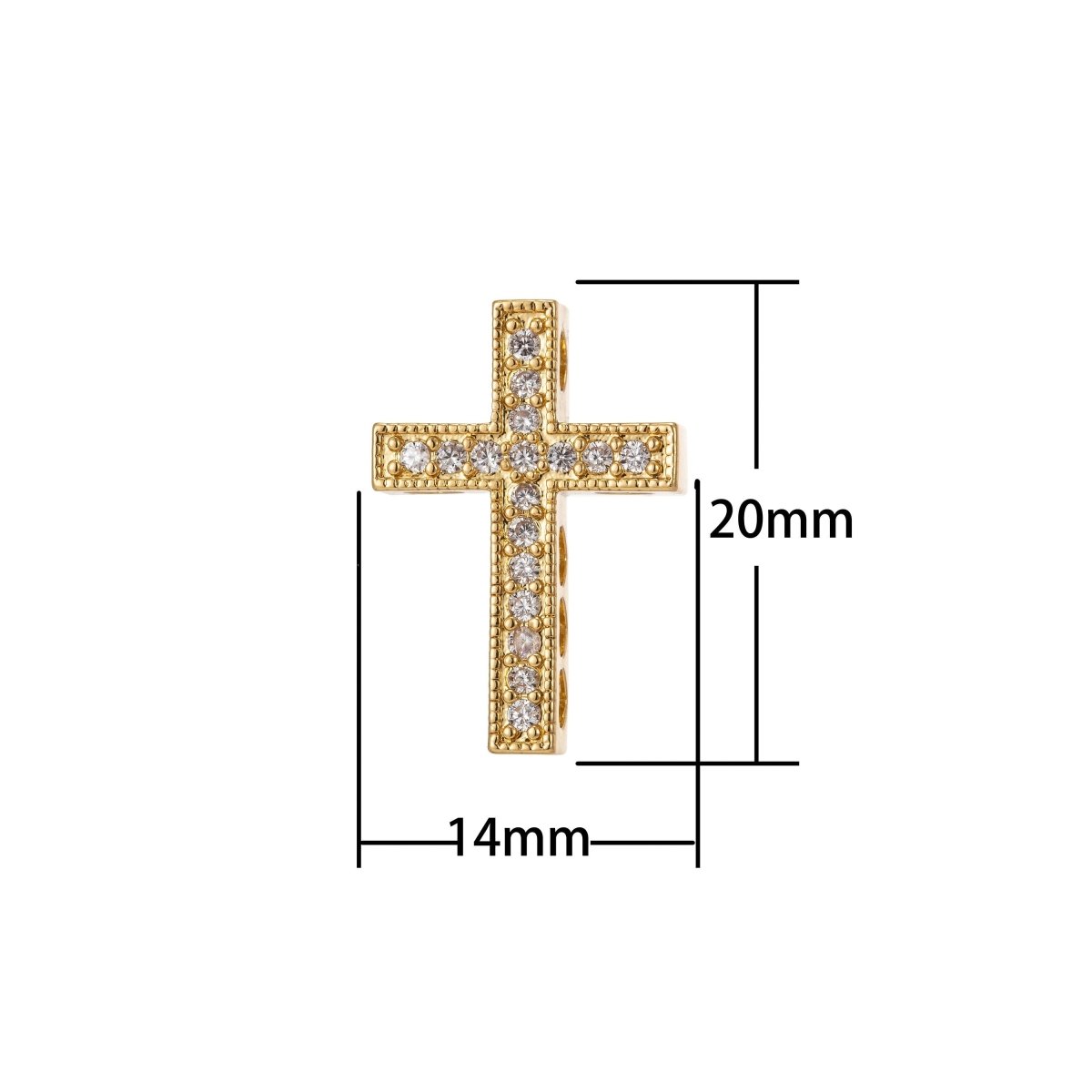 Cross Micro Pave CZ 14K Gold Filled Bead, Good For Earring, Necklace, and bracelet, vertically or horizontally design charm, Gun Metal Plated B-201 - DLUXCA