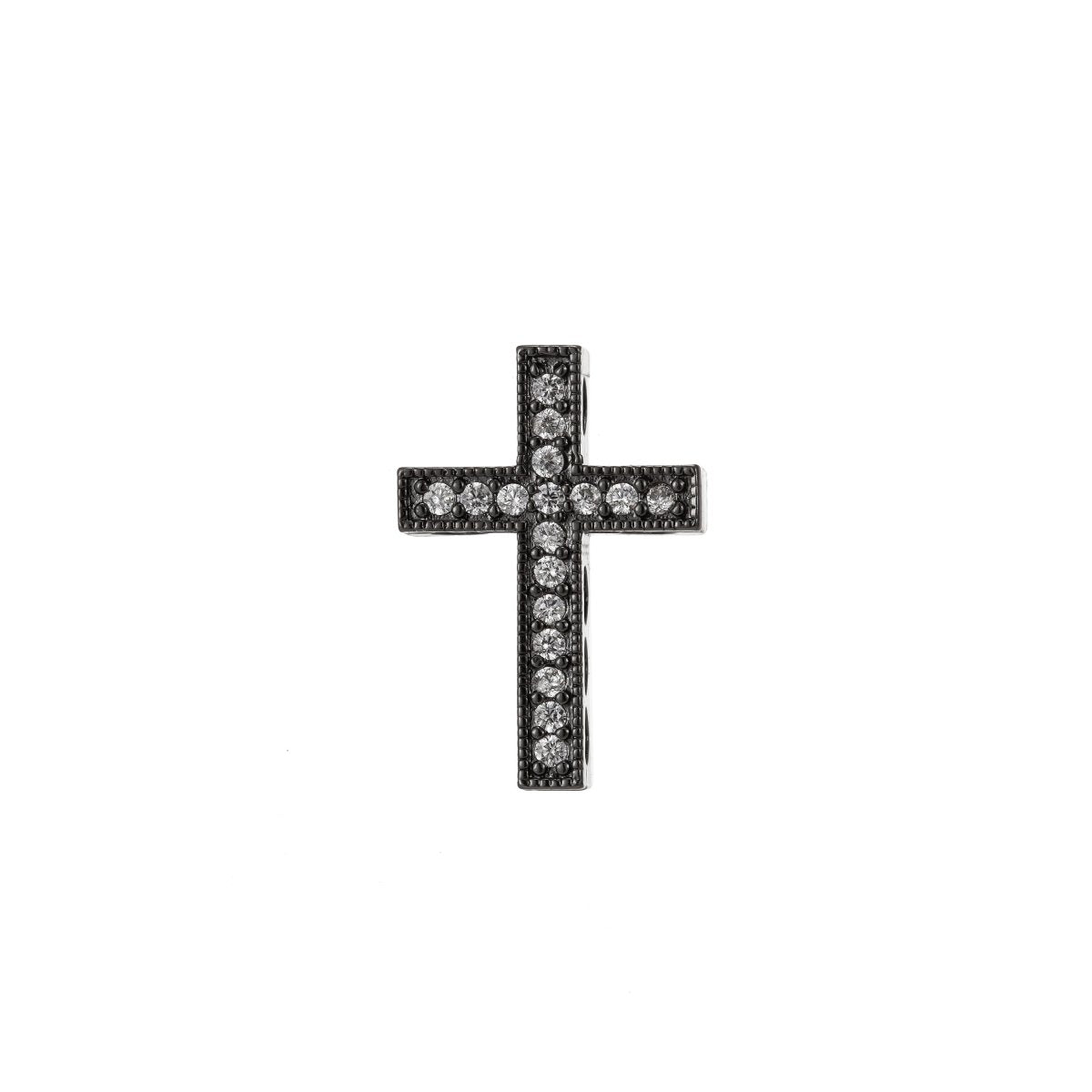 Cross Micro Pave CZ 14K Gold Filled Bead, Good For Earring, Necklace, and bracelet, vertically or horizontally design charm, Gun Metal Plated B-201 - DLUXCA