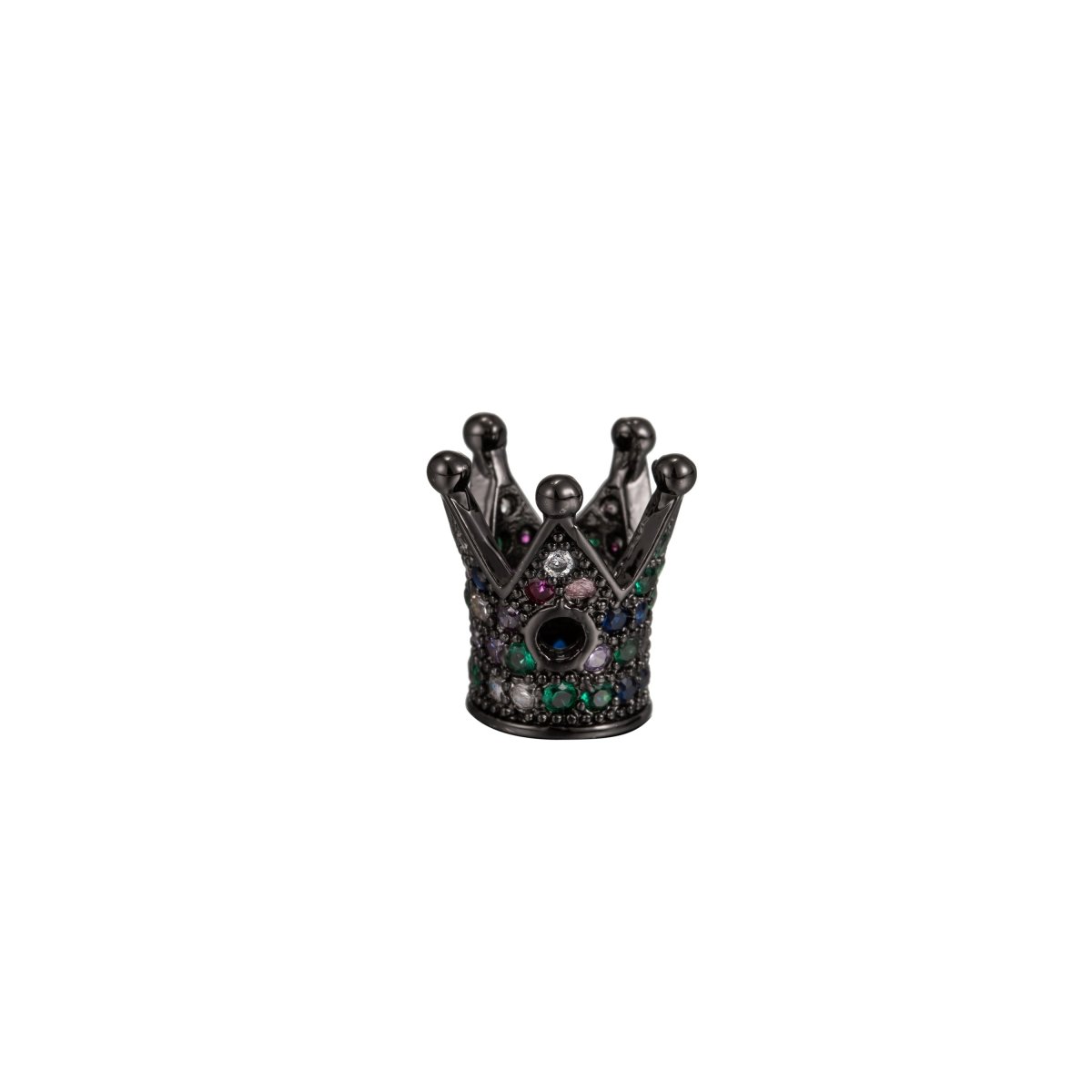 Crown Multi Color Micro Pave CZ 14K Gold Filled-Gun Metal Plated-White Gold Filled Bead,Corona Multi color, Koruna Cubic Zirconia Bead B-210 - DLUXCA