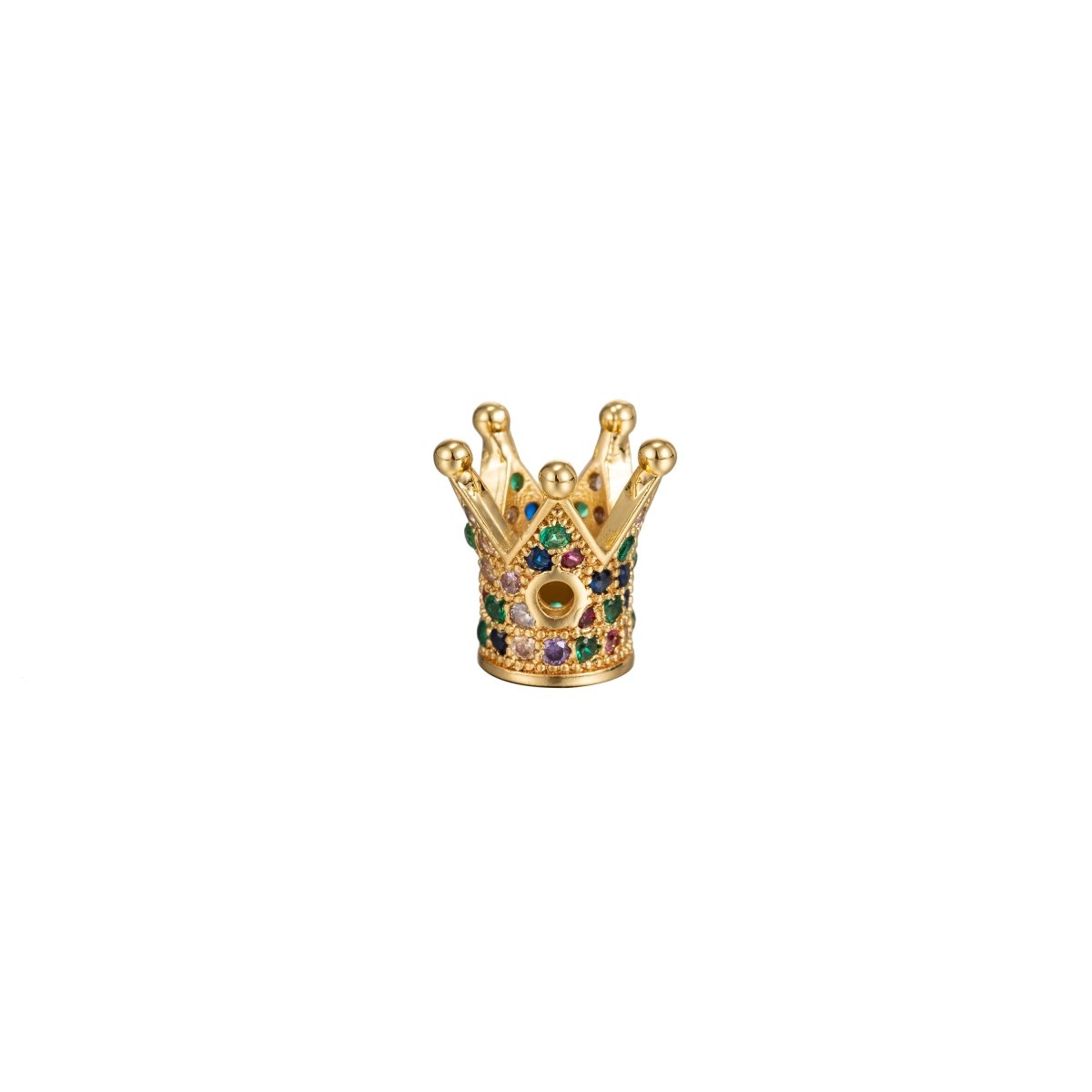 Crown Multi Color Micro Pave CZ 14K Gold Filled-Gun Metal Plated-White Gold Filled Bead,Corona Multi color, Koruna Cubic Zirconia Bead B-210 - DLUXCA