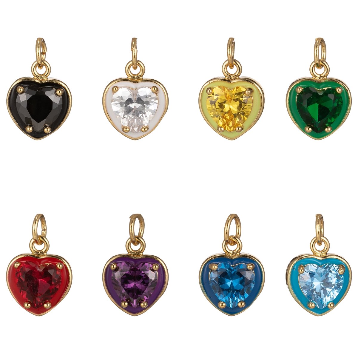 Crystal Heart Gold Filled Charm M-247-M-254 - DLUXCA