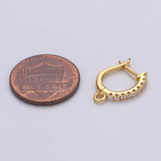 Cubic 24k Gold Filled one touch w/ open link Lever back earring making, 16x13 mm, Nickel free Lead Free for Earring Charm Making Findings K-752 - DLUXCA