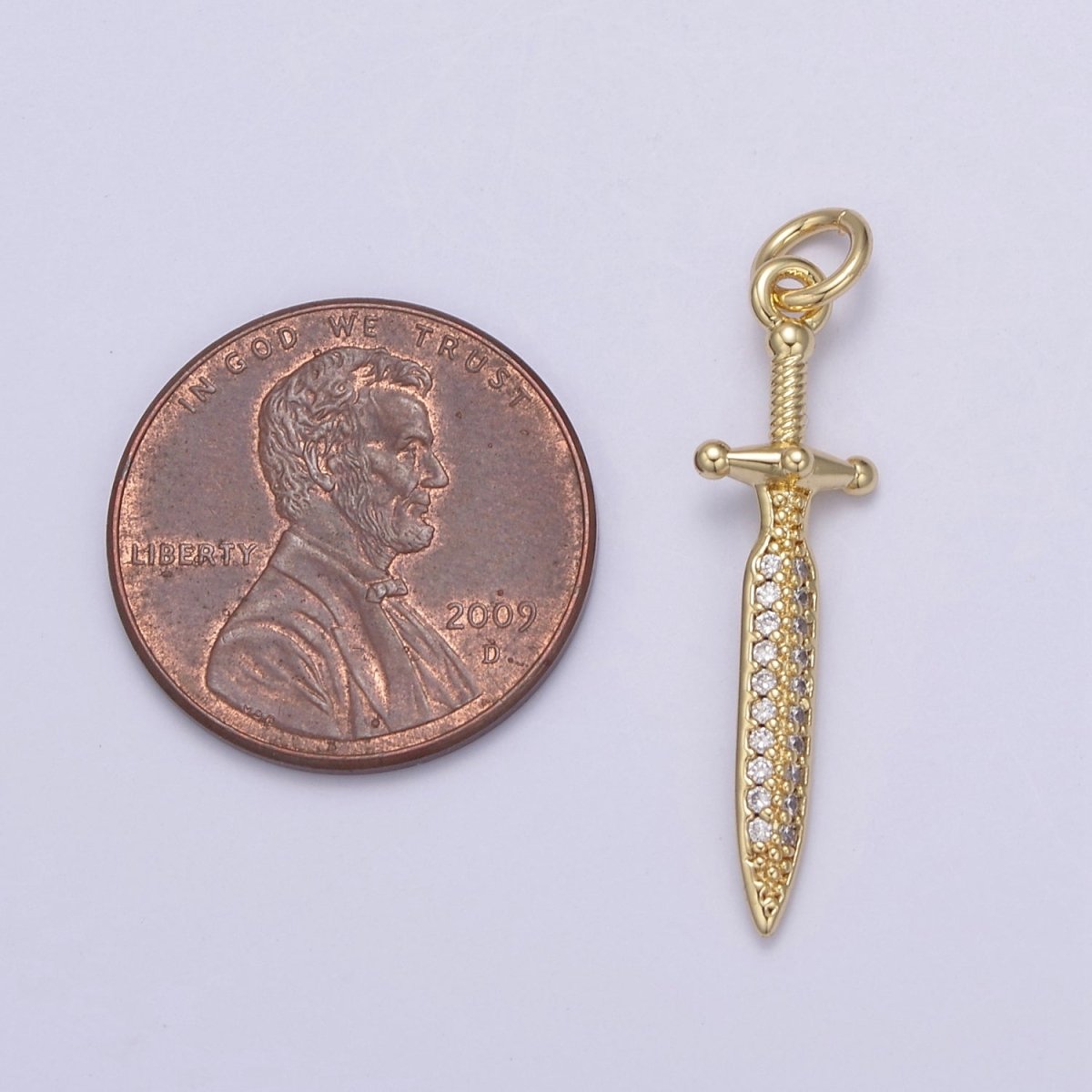 Cubic Dagger Pendant, CZ Sword Pendant, Earrings pendant, Bracelet Charm, Necklace Pendant, 24k Gold Filled Jewelry N-781 N-782 - DLUXCA