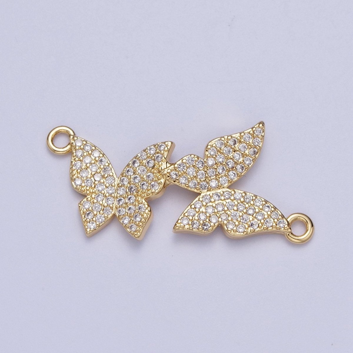 Cubic Gold Butterfly Charms, CZ Pave Butterfly Connector, Dainty Charms, Necklace Charm, Bracelet Charms, Nickel-free G-565 - DLUXCA