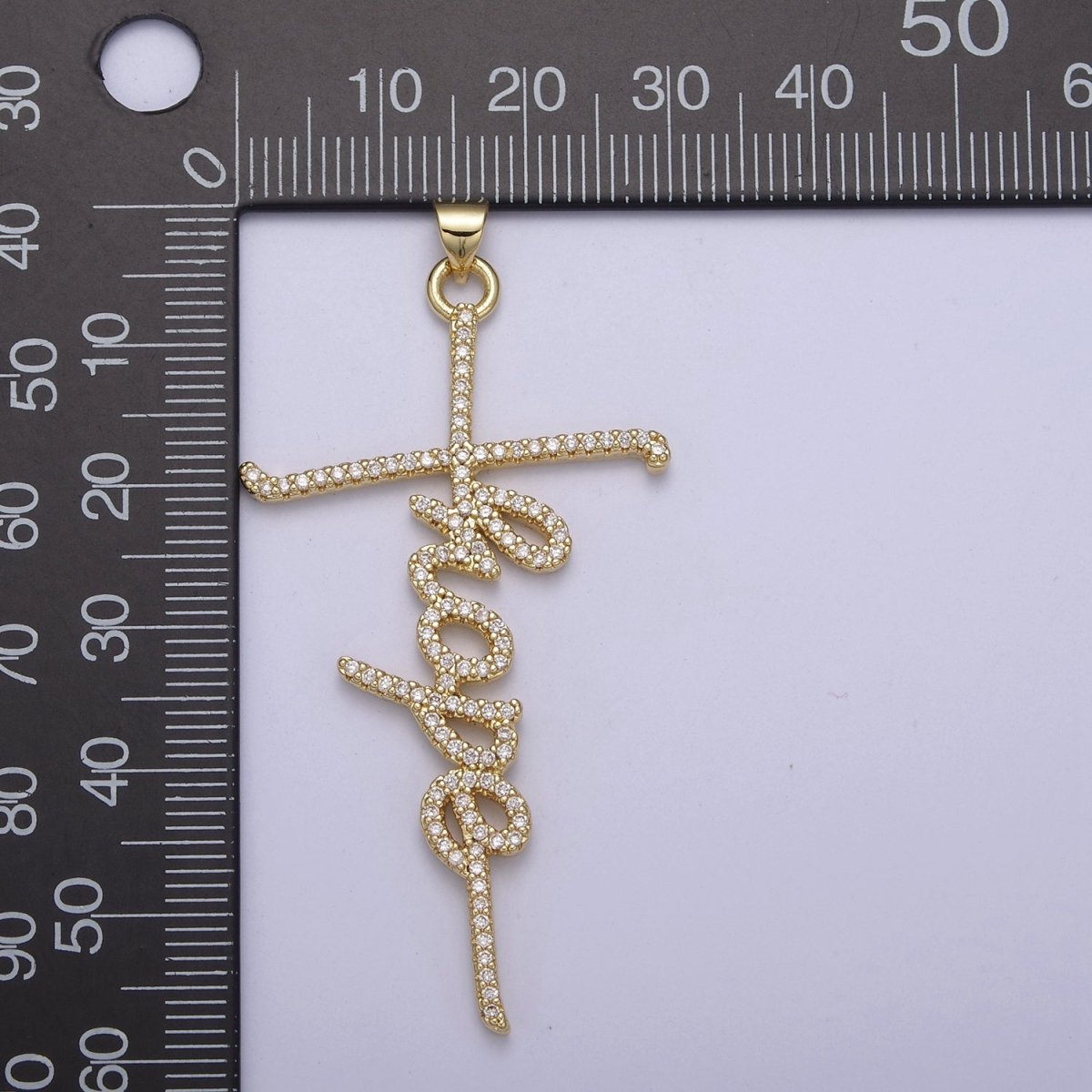 Cubic Gold Cross Hope Word Pendant for Religious Jewelry H-314 - DLUXCA