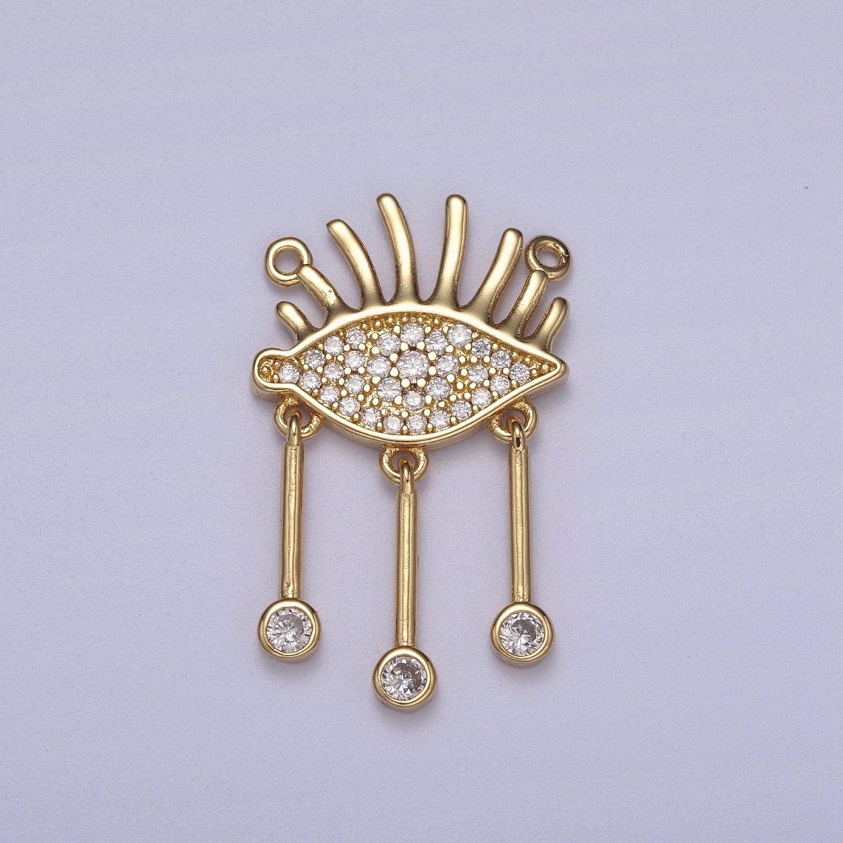 Cubic Gold Filled Eye Charm Connector for Dangle Pendant Necklace Double bail F-678 - DLUXCA