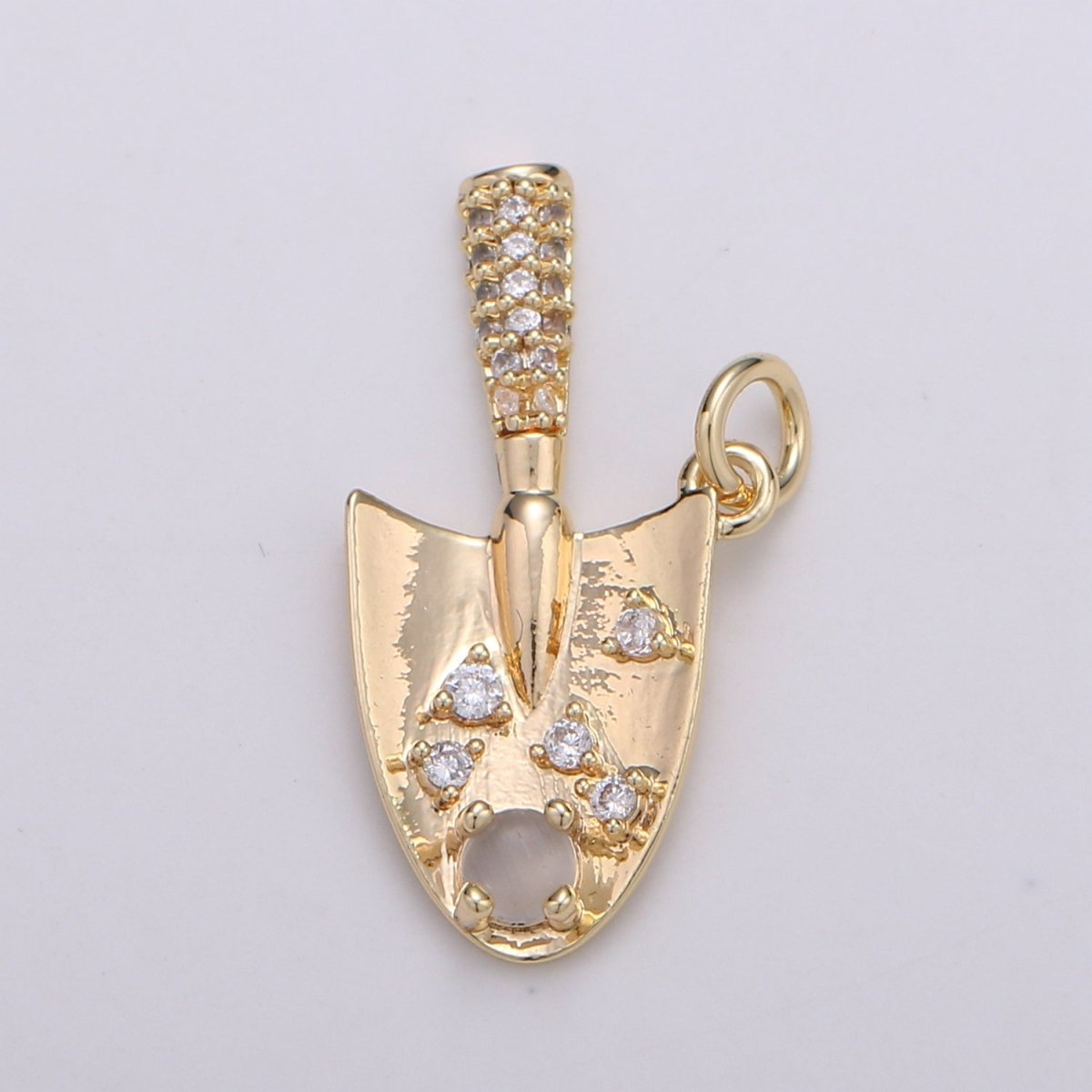 Cubic Gold Shovel Charms 18k Gold Filled Garden Trowel Spring Gardening Theme Housewarming Gift Wine Charm Jewelry Supplies Bulk E-570 - DLUXCA
