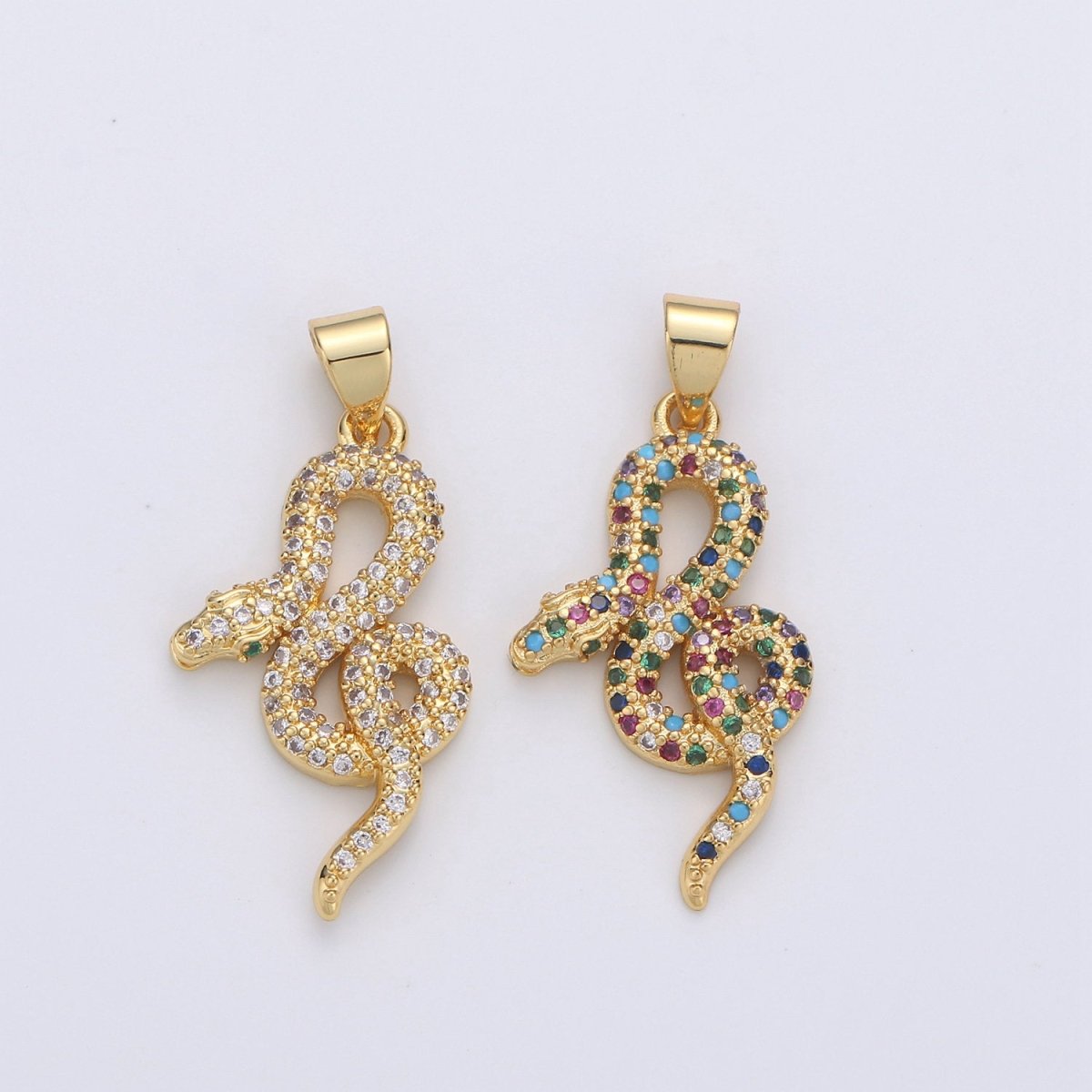 Cubic Gold snake charm Pendant, Micro Pave snake charms, Dainty pendant Jewelry in 14k Gold Filled I-662 I-663 - DLUXCA