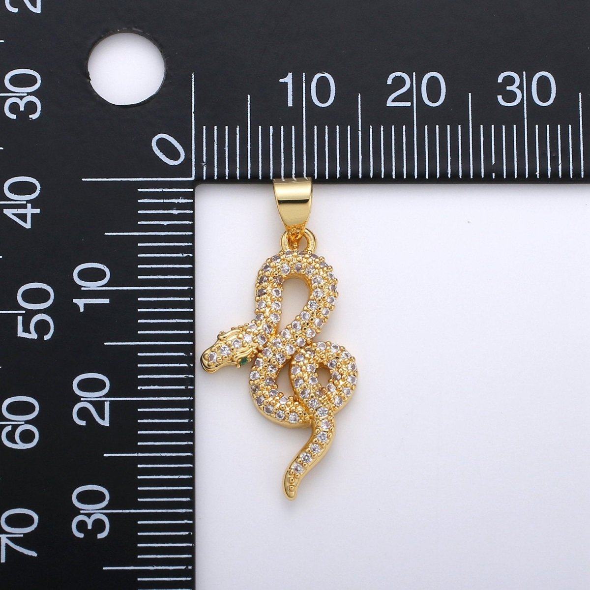 Cubic Gold snake charm Pendant, Micro Pave snake charms, Dainty pendant Jewelry in 14k Gold Filled I-662 I-663 - DLUXCA