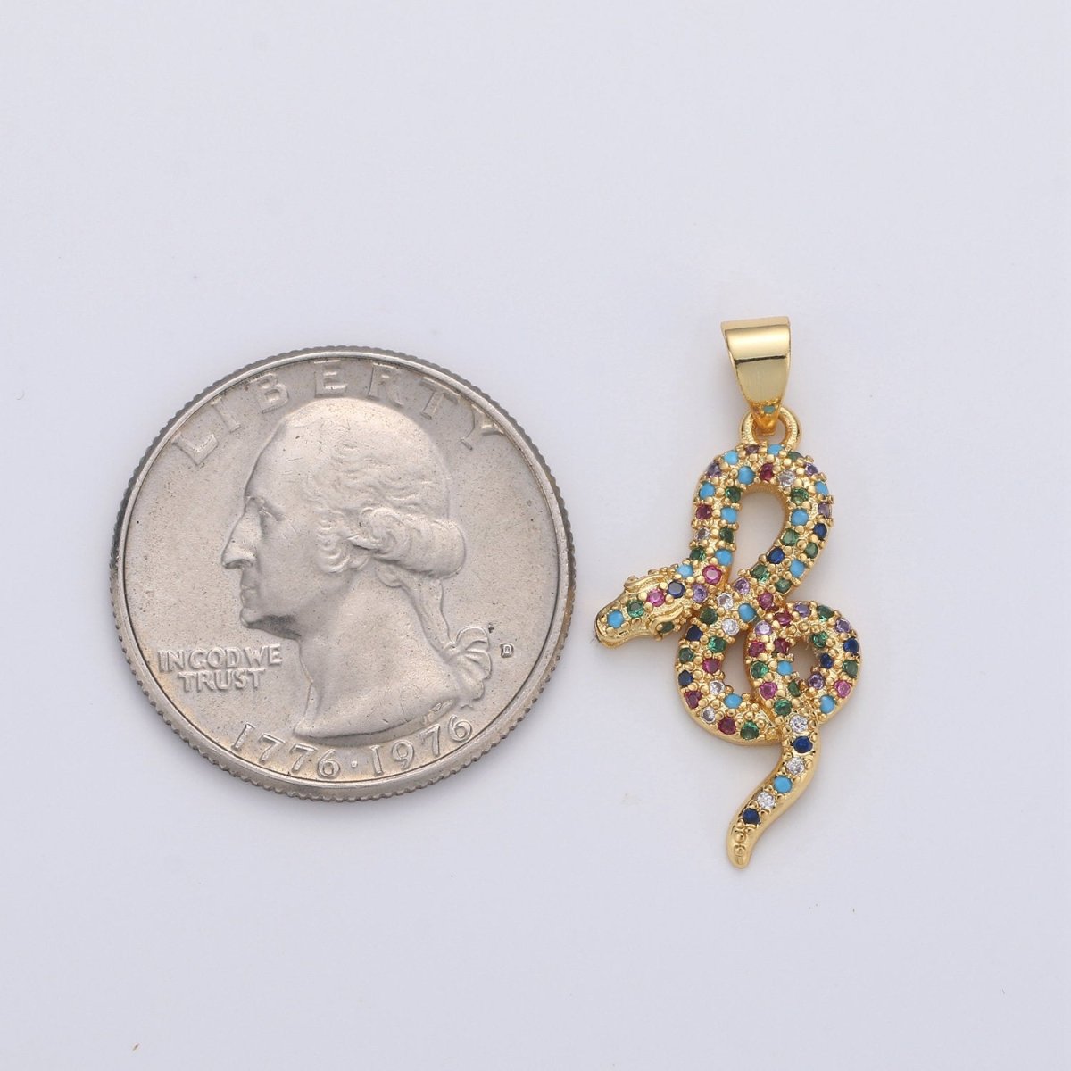 Cubic Gold snake charm Pendant, Micro Pave snake charms, Dainty pendant Jewelry in 14k Gold Filled I-662 I-663 - DLUXCA