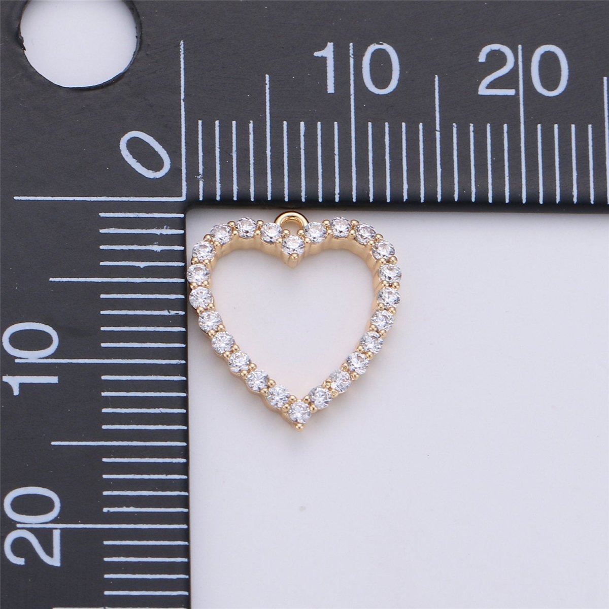 Cubic Heart Charm 15x13mm, 18 gold Filled Charm Cubic zirconia, Micro Pave heart charm, Dainty heart pendant for Earring Necklace Bracelet K-141 - DLUXCA