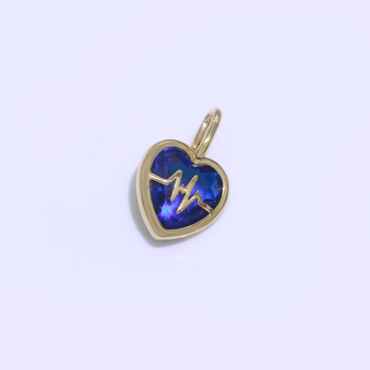 Cubic Heartbeat Charm Gold Heart beat Pendant Rate, Pulse, Nurse, Doctor Gift idea for Bracelet Necklace Earring Component J-905~J-908 - DLUXCA