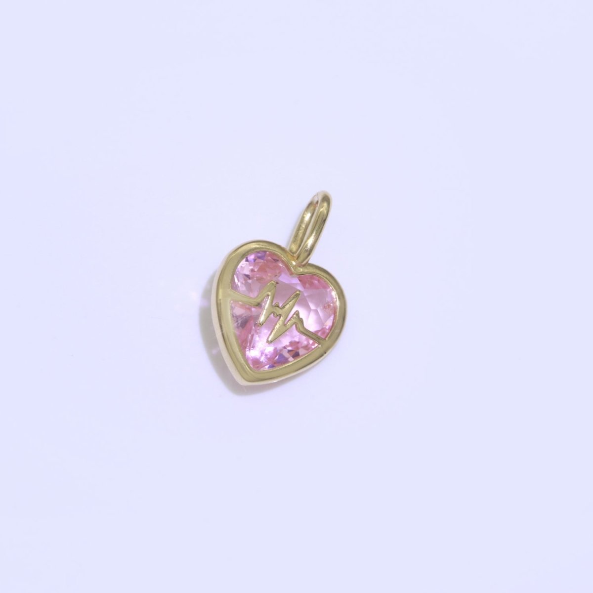 Cubic Heartbeat Charm Gold Heart beat Pendant Rate, Pulse, Nurse, Doctor Gift idea for Bracelet Necklace Earring Component J-905~J-908 - DLUXCA