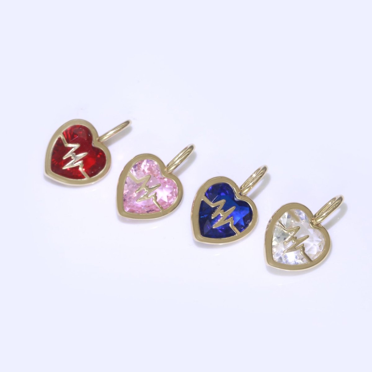 Cubic Heartbeat Charm Gold Heart beat Pendant Rate, Pulse, Nurse, Doctor Gift idea for Bracelet Necklace Earring Component J-905~J-908 - DLUXCA
