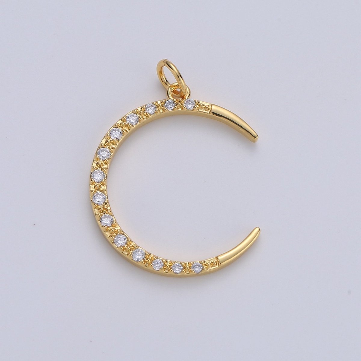 Cubic Moon Pendant, Moon Charm, Jewelry Supplies Dainty Crescent Moon Charm for Celestial Jewelry Making | D-701 - DLUXCA