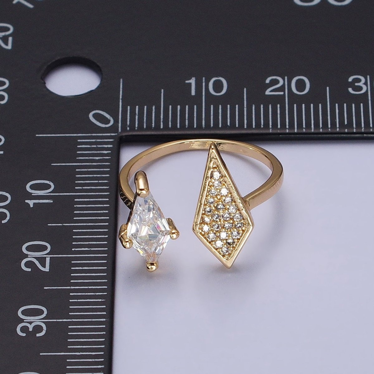 Cubic Open Marquise Stacking Ring Gold Marquise Cuff Ring Silver Adjustable Ring Micro Pave Stone Geometric Ring Y-611 Y-612 - DLUXCA