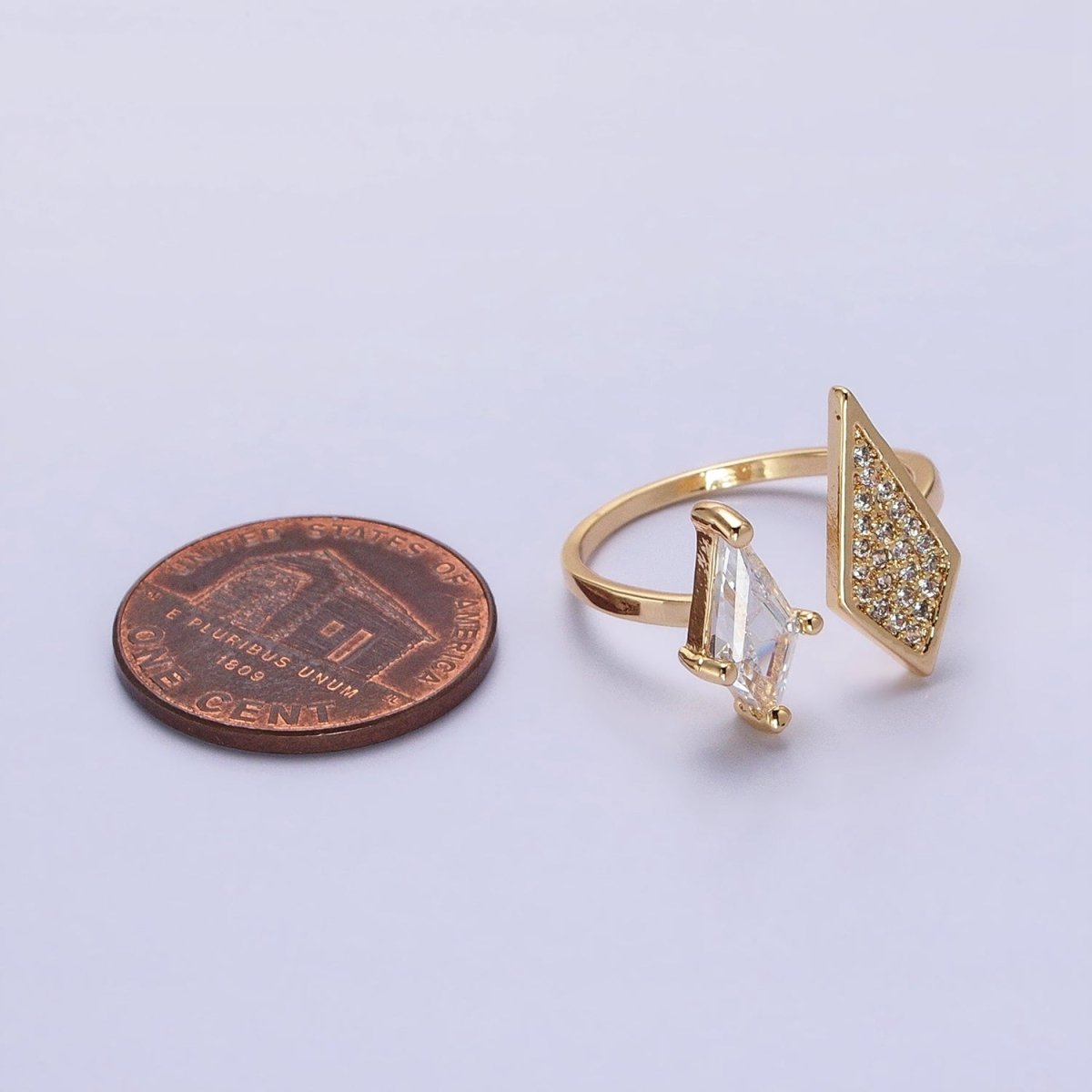 Cubic Open Marquise Stacking Ring Gold Marquise Cuff Ring Silver Adjustable Ring Micro Pave Stone Geometric Ring Y-611 Y-612 - DLUXCA