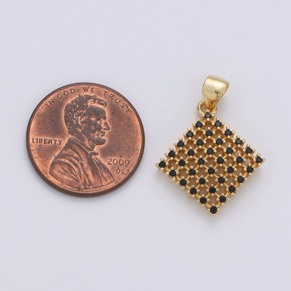 Cubic rhombus charm 14K gold Filled Black Cubic CZ Geometric Charm for Necklace Bracelet Earring Component I-670 - DLUXCA