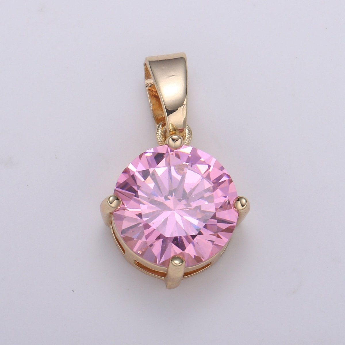 Cubic Zirconia 18K Gold Pendant, Solitaire Cubic Charm for Easy Self-Making Jewelry, Sophisticate Pendant H-262 H-263 J-098 - DLUXCA