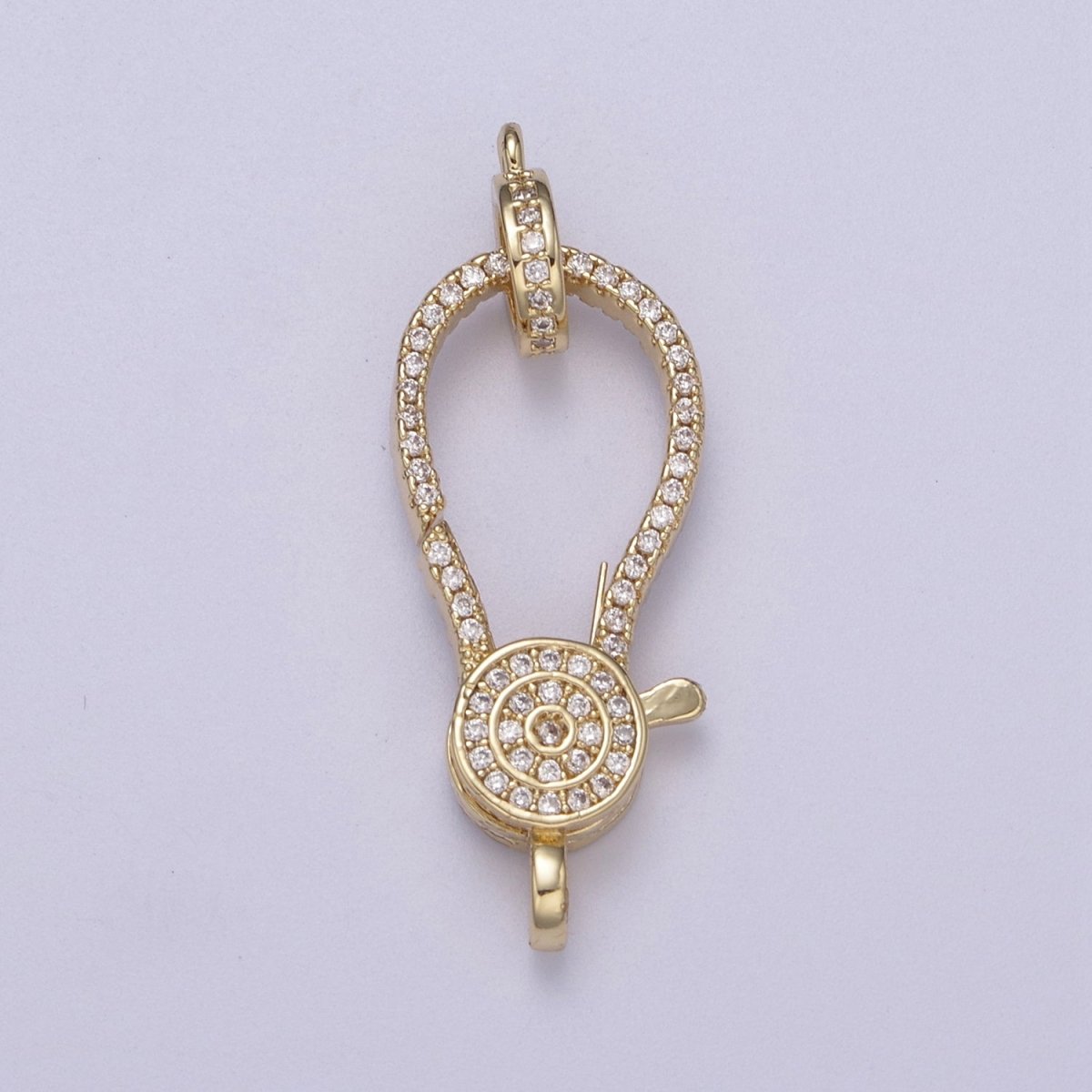 Cubic Zirconia Clasp, Gold Filled Clasp Enhancer, Pave CZ Lobster Clasp 35.3x12.6mm L-606 - DLUXCA