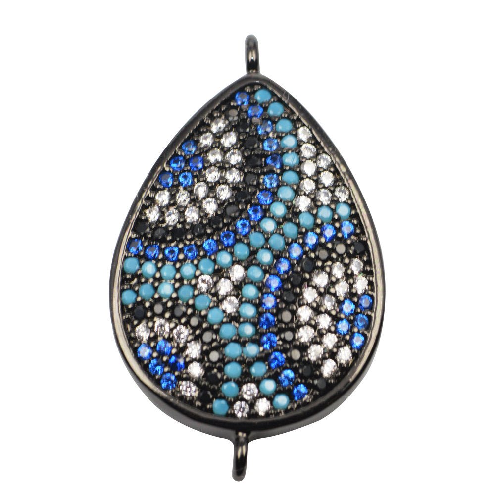 Cubic Zirconia Crystal Turquoise Stone Lucky Teardrop Bubbles Cooper Gold Filled Charm Connector Bracelet Design Plated Material F-418 - DLUXCA