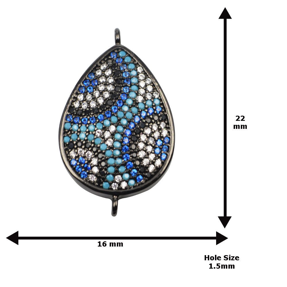 Cubic Zirconia Crystal Turquoise Stone Lucky Teardrop Bubbles Cooper Gold Filled Charm Connector Bracelet Design Plated Material F-418 - DLUXCA