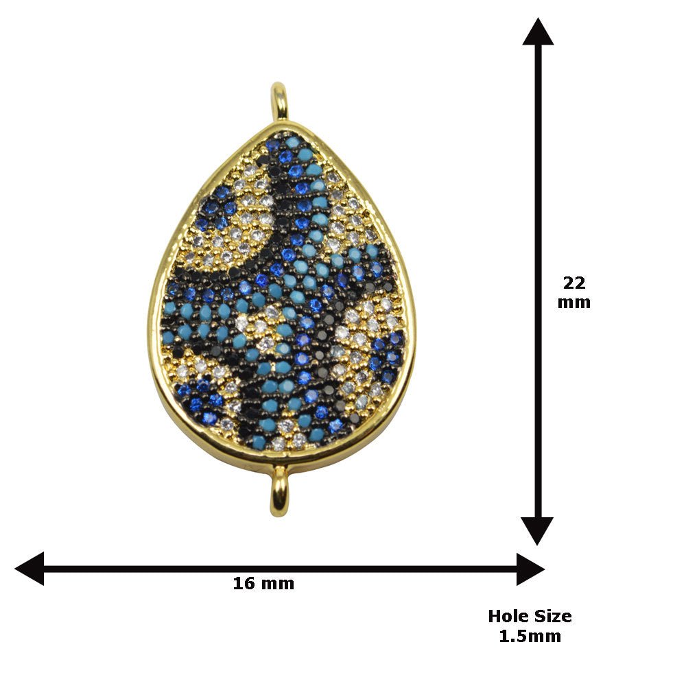 Cubic Zirconia Crystal Turquoise Stone Lucky Teardrop Bubbles Cooper Gold Filled Charm Connector Bracelet Design Plated Material F-418 - DLUXCA