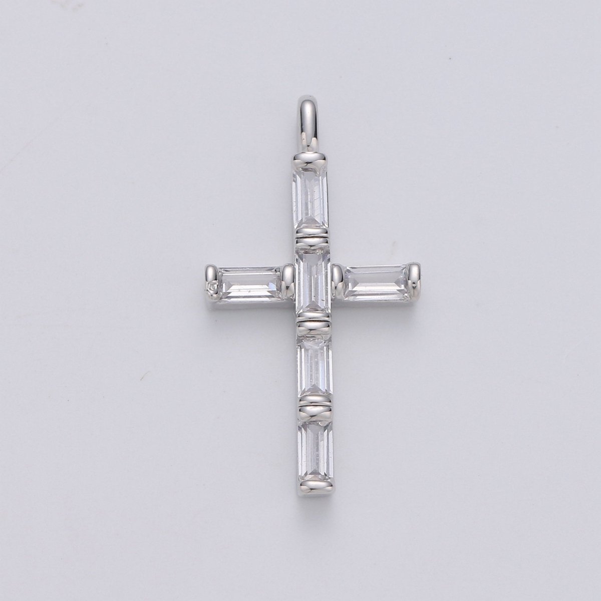 Cubic Zirconia CZ Marquise Navette Crystal Small Cross Pendant Charm Chain Necklace in 14k Gold Filled Silver Cross Charm Religious Jewelry I-657 I-658 - DLUXCA