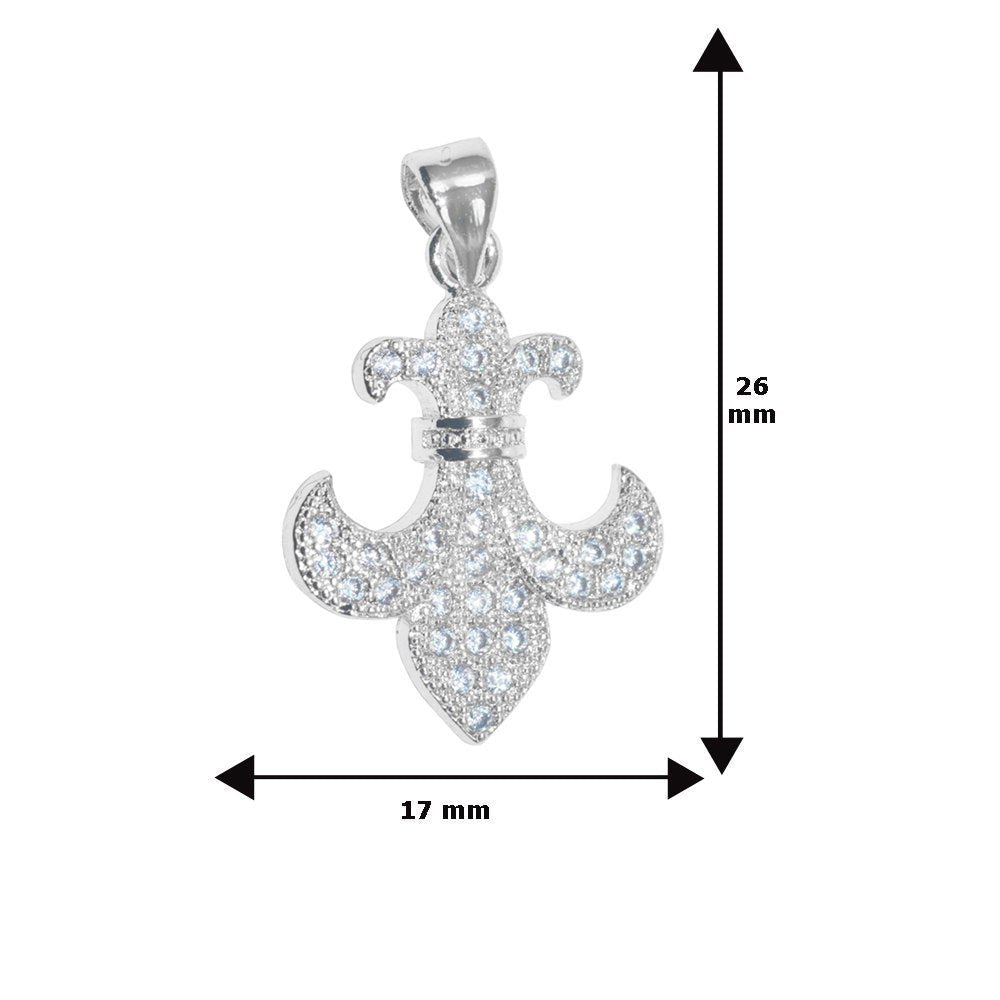 Cubic Zirconia Gold Filled Cooper, Crystal Bead Bracelet Jewelry Necklace Pendant Lily Flower Fleur de lis Charm I-696 - DLUXCA
