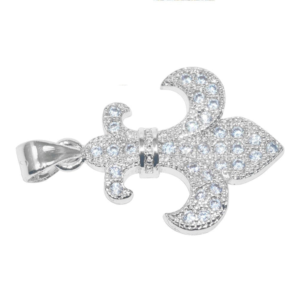 Cubic Zirconia Gold Filled Cooper, Crystal Bead Bracelet Jewelry Necklace Pendant Lily Flower Fleur de lis Charm I-696 - DLUXCA