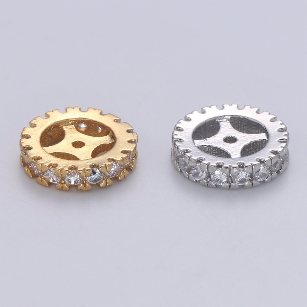 Cubic Zirconia Rondelle - Cz Beads - Crystal Spacers - Gold Rhinestone Spacer Beads Silver Bead Spacer Charm for Necklace Bracelet B-512 B-513 - DLUXCA