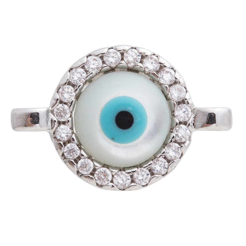 Cubic Zirconia Round Shell Evil Eye Protection Gold Filled Cooper Charm Connector Crystal Rhinestone CZ Pave Czech Bracelet Design F-257 F-300 - DLUXCA