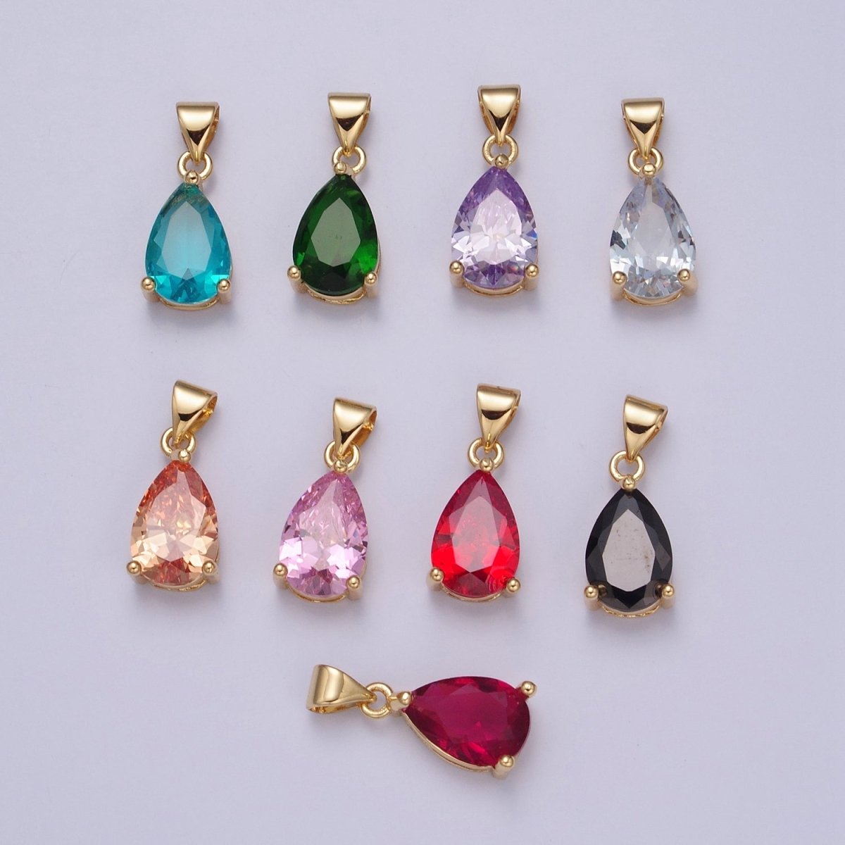 Cubic Zirconia Teardrop Pendant For Jewelry Making I-098 I-124 I-136 I-144 I-146 I-147 I-150 - DLUXCA