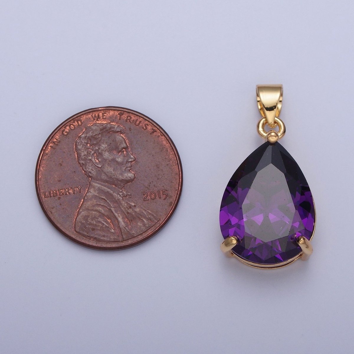 Cubic Zirconia Teardrop Pendant, Large Multicolor CZ For Necklace Making H-293 H-316 H-320 H-346 H-369 H-371 H-373 - DLUXCA