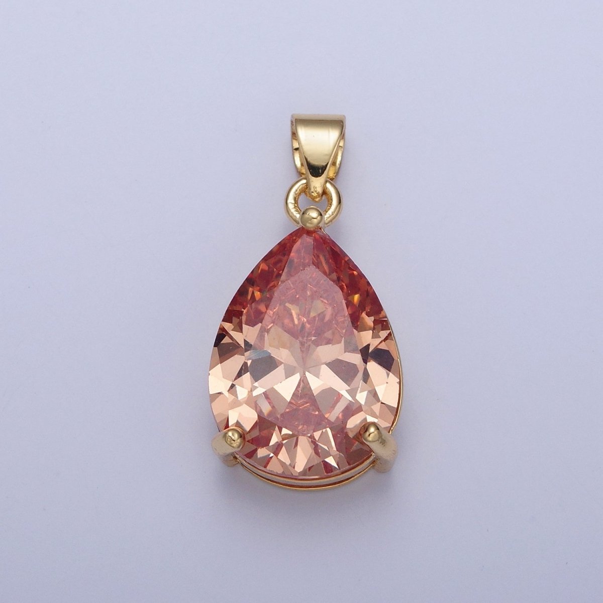 Cubic Zirconia Teardrop Pendant, Large Multicolor CZ For Necklace Making H-293 H-316 H-320 H-346 H-369 H-371 H-373 - DLUXCA